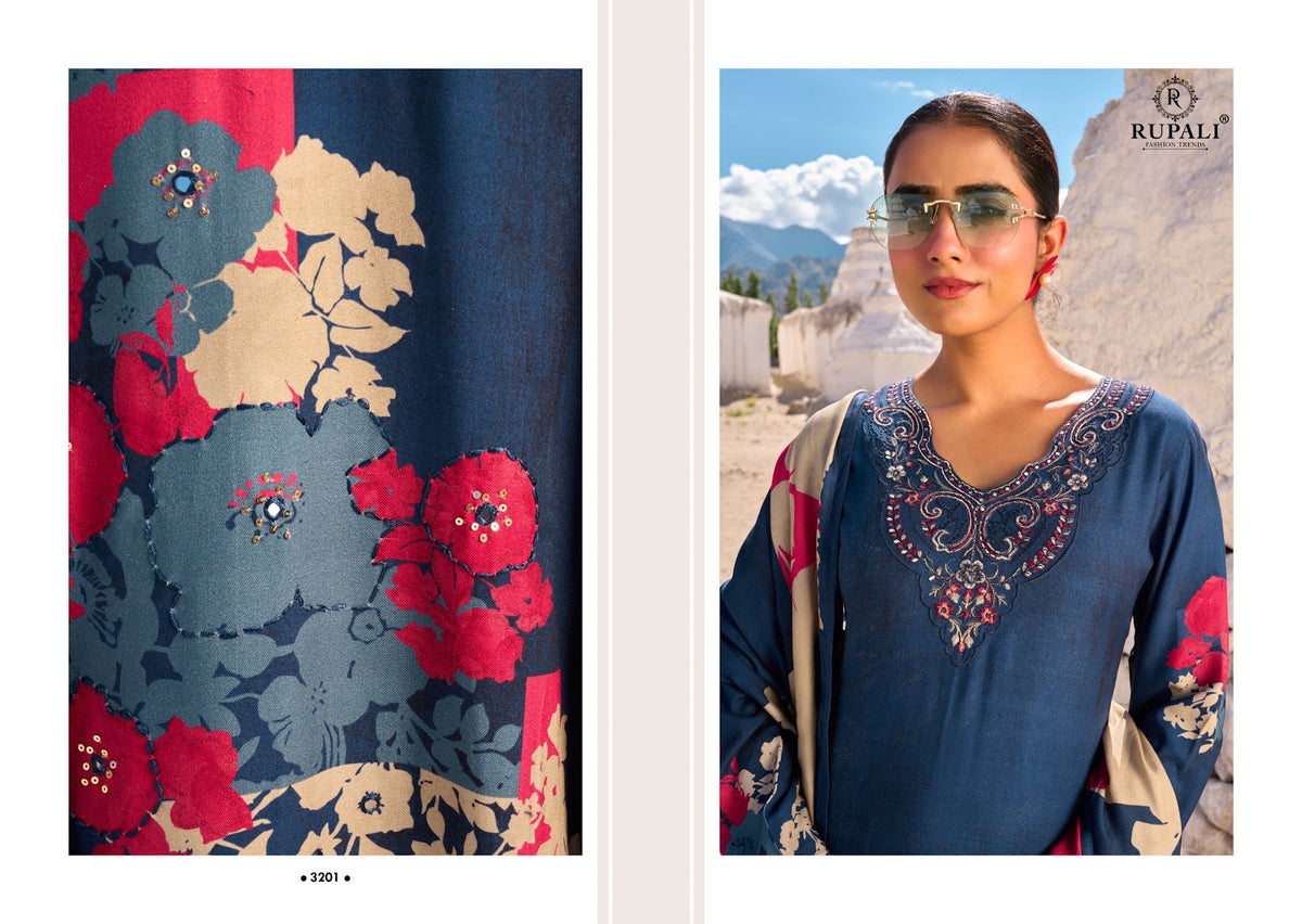 Vrinda Rupali Viscose Pashmina Suits Wholesaler