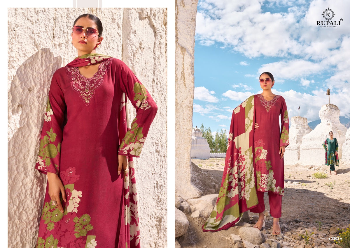 Vrinda Rupali Viscose Pashmina Suits Wholesaler