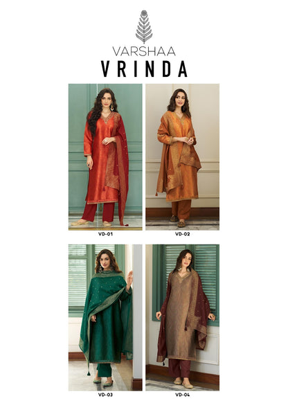 Vrinda Varsha Fashions Tussar Silk Pant Style Suits Manufacturer Ahmedabad