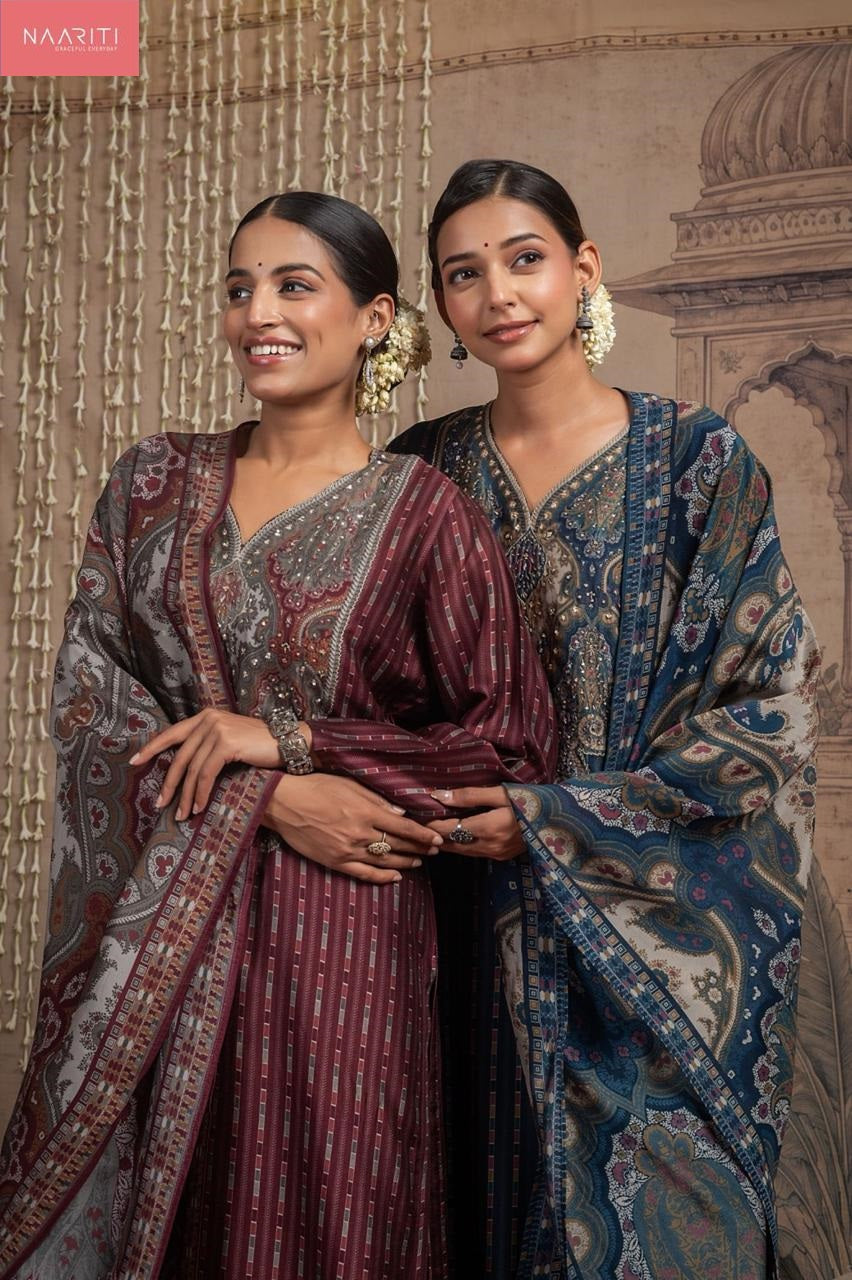 Vrindi Naariti Silk Pant Style Suits Supplier Ahmedabad