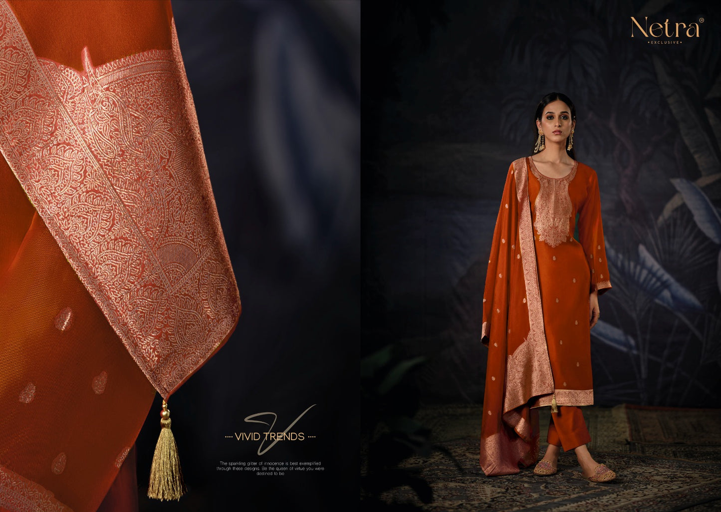 Vrisa Vol 2 Netra Woven Silk Pant Style Suits Wholesale Rate