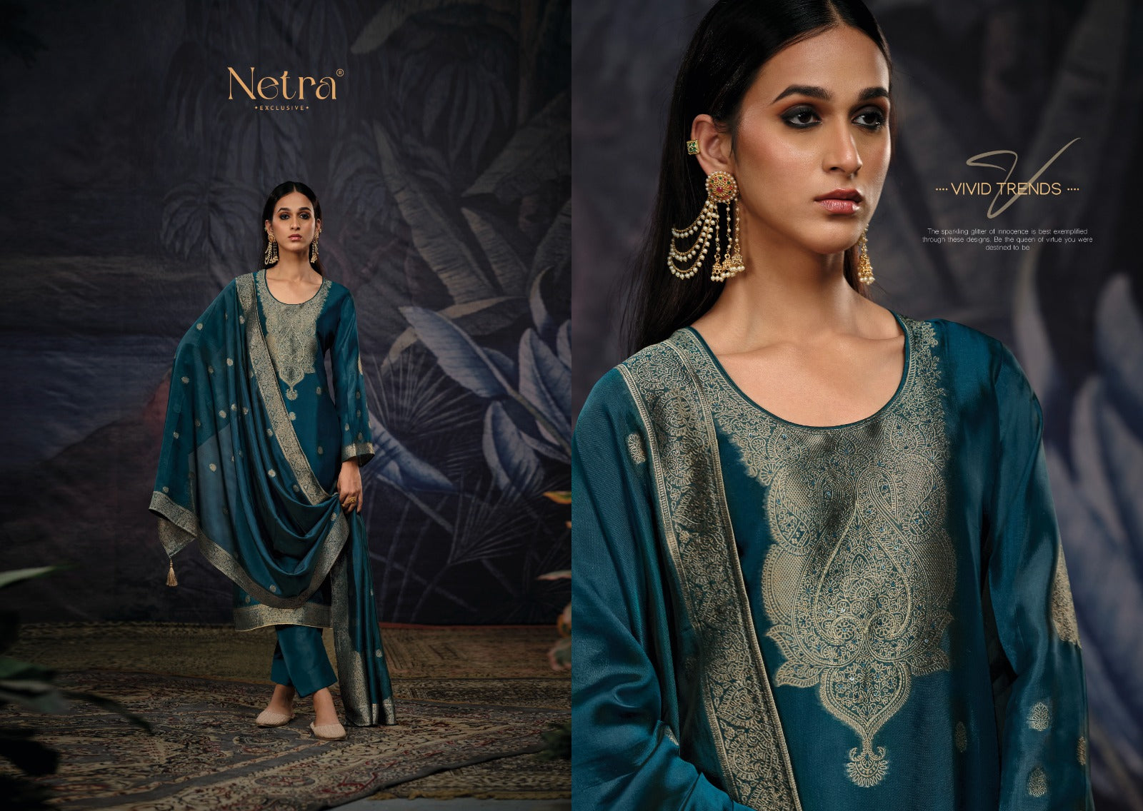 Vrisa Vol 2 Netra Woven Silk Pant Style Suits Wholesale Rate