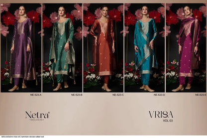Vrisa Vol 3 Netra Woven Silk Pant Style Suits Supplier Ahmedabad