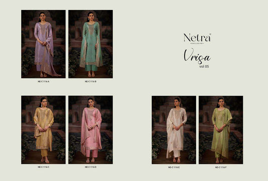 Vrisa Vol 5 Netra Premium Viscose Pant Style Suits Wholesaler Gujarat