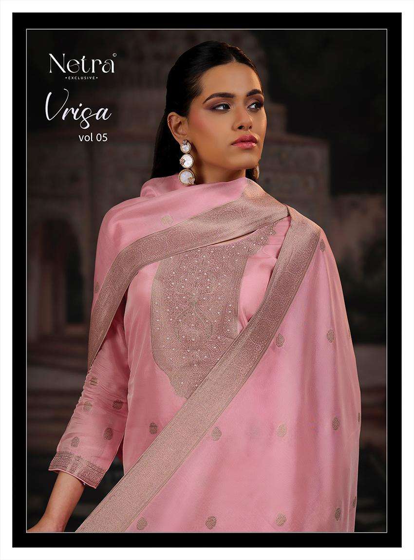 Vrisa Vol 5 Netra Premium Viscose Pant Style Suits Wholesaler Gujarat