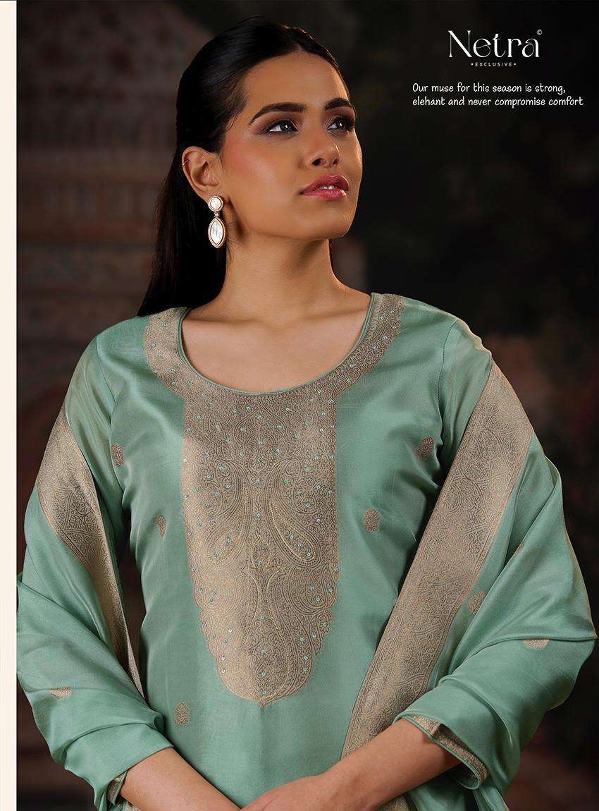 Vrisa Vol 5 Netra Premium Viscose Pant Style Suits Wholesaler Gujarat