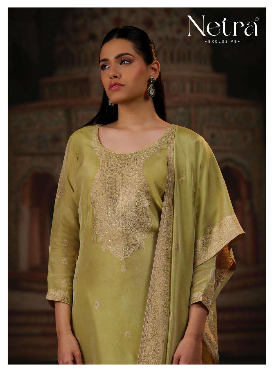 Vrisa Vol 6 Netra Woven Silk Pant Style Suits Supplier India