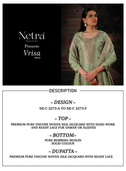 Vrisa Vol 6 Netra Woven Silk Pant Style Suits Supplier India