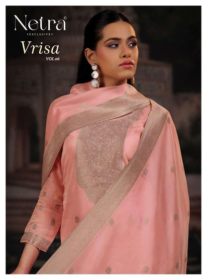 Vrisa Vol 6 Netra Woven Silk Pant Style Suits Supplier India