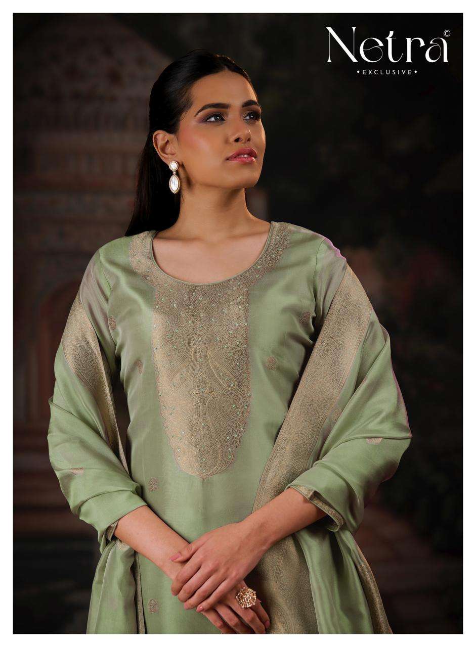 Vrisa Vol 6 Netra Woven Silk Pant Style Suits Supplier India