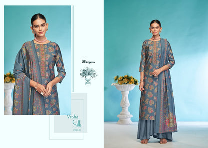 Vrisha Silk Sargam Prints Viscose Modal Plazzo Style Suits Wholesaler Gujarat
