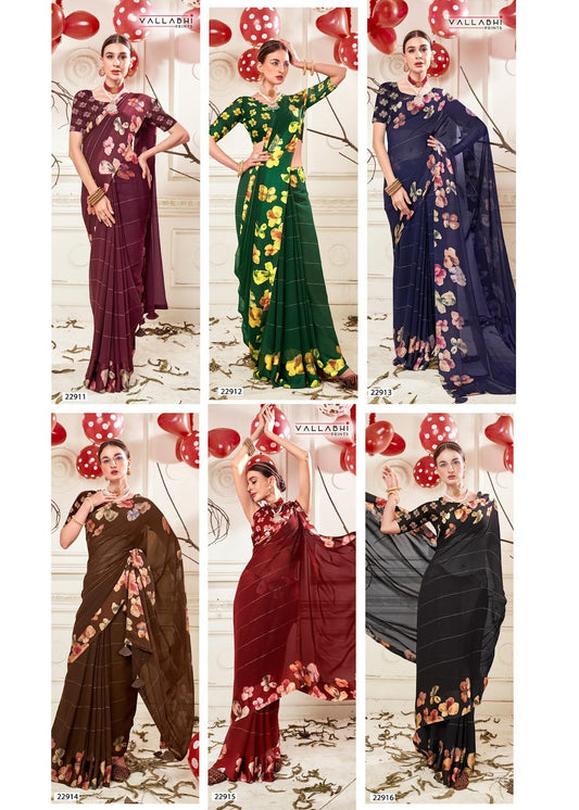 Vrishti Vallabhi Prints Georgette Sarees Wholesale
