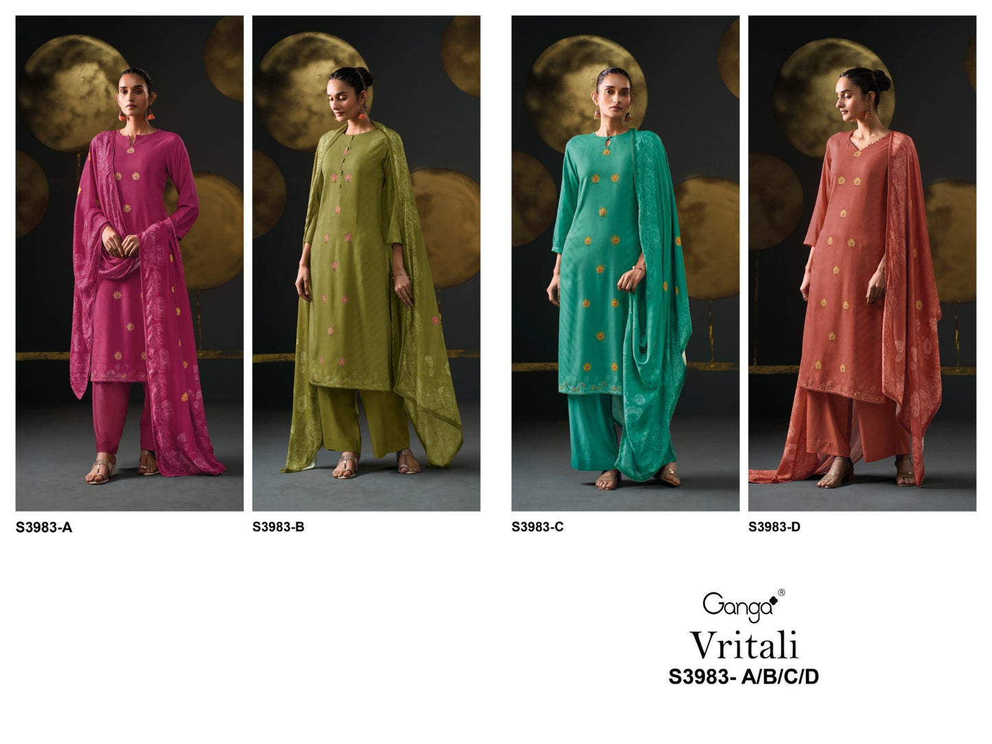 vritali 3983 ganga pashmina suits wholesaler