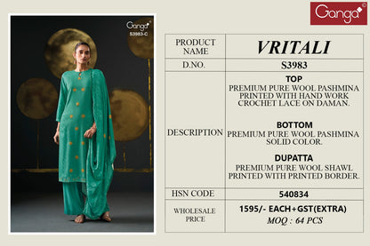 vritali 3983 ganga pashmina suits wholesaler