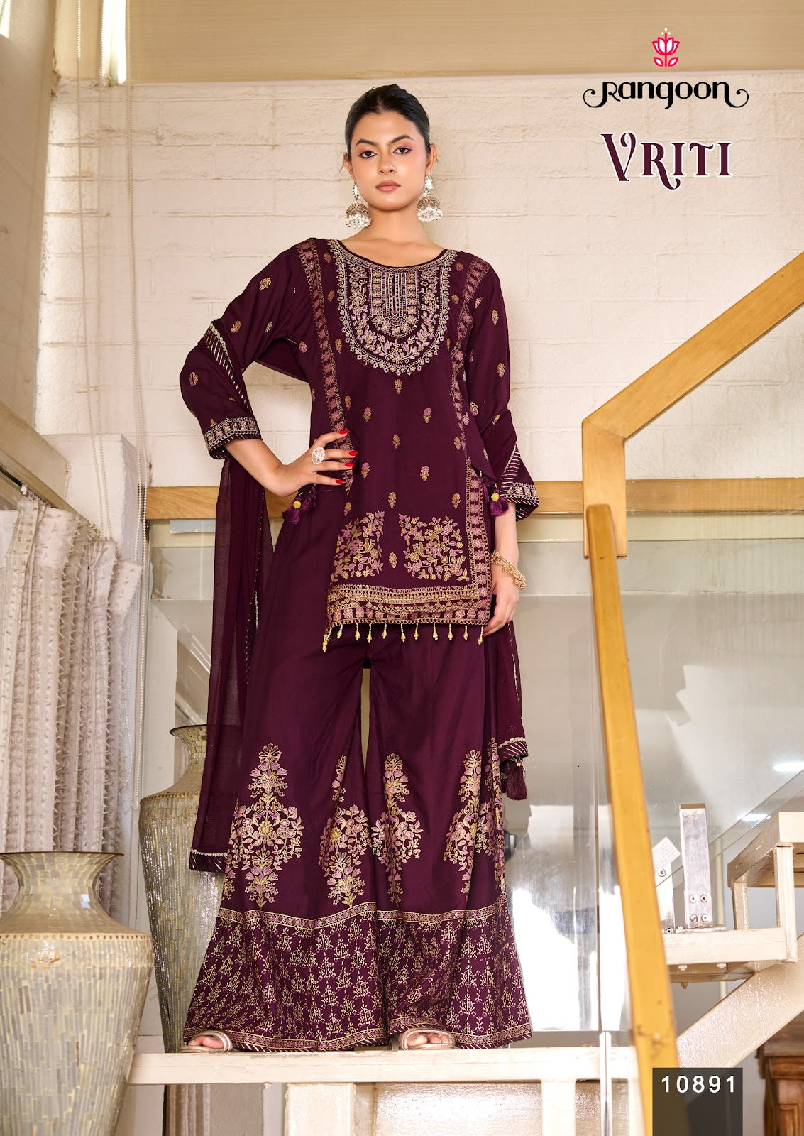 Vriti Rangoon Rayon Readymade Plazzo Style Suits Wholesale Price