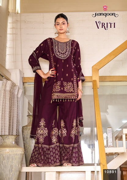 Vriti Rangoon Rayon Readymade Plazzo Style Suits Wholesale Price