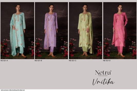 Vritika Netra Bemberg Silk Pant Style Suits Exporter Gujarat