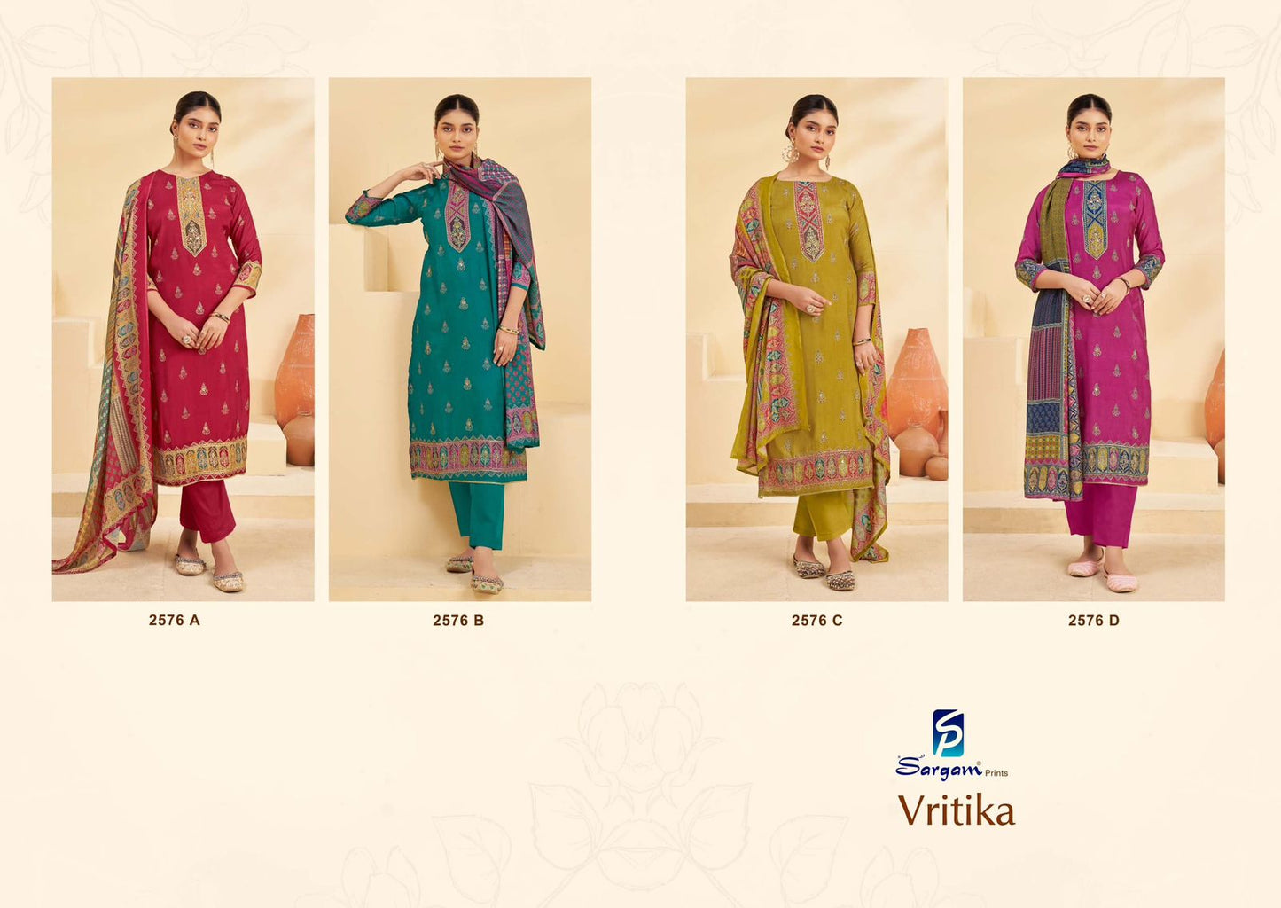 Vritika Sargam Prints Muslin Pant Style Suits Exporter Ahmedabad