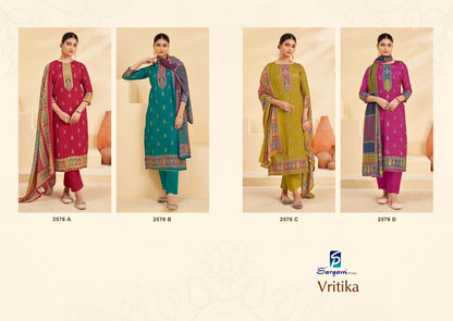 Vritika Sargam Prints Muslin Pant Style Suits Exporter Ahmedabad
