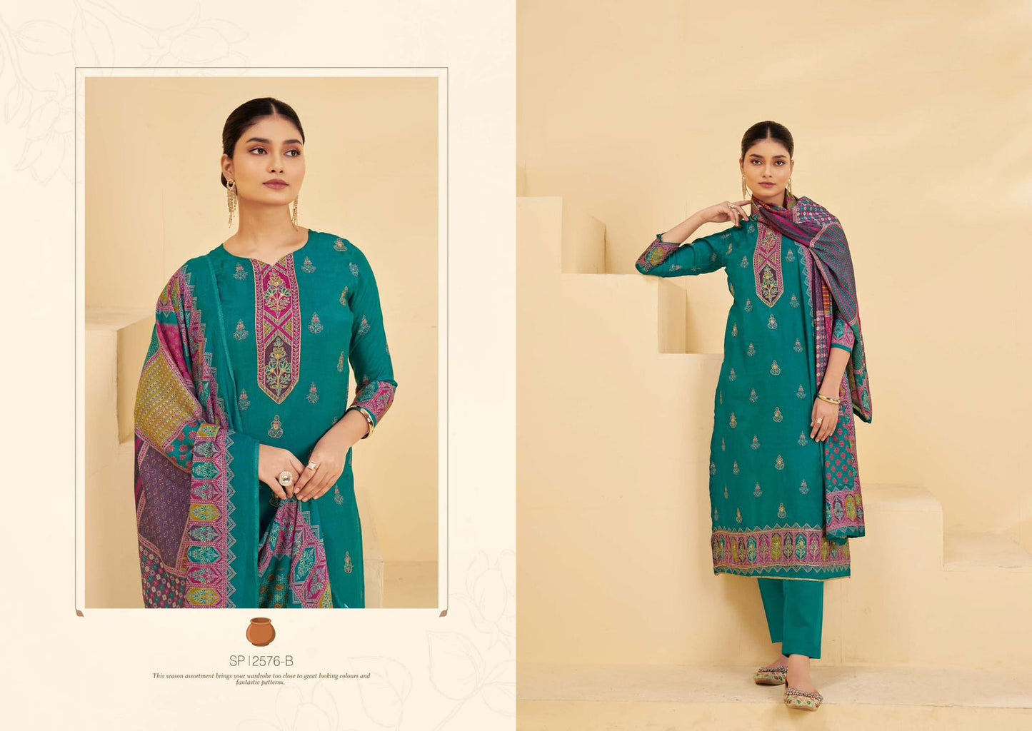 Vritika Sargam Prints Muslin Pant Style Suits Exporter Ahmedabad