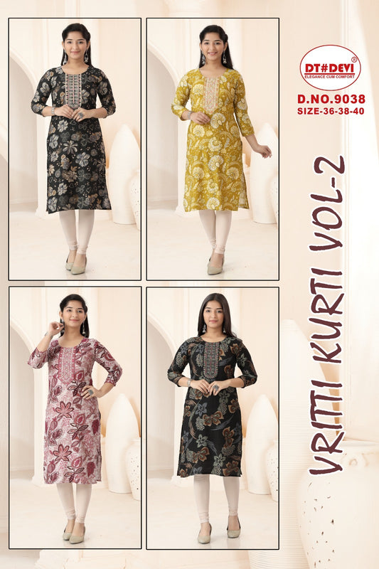 Vritti Vol 2 Dn 9038 Dt Devi Vetican Girls Kurti Manufacturer India