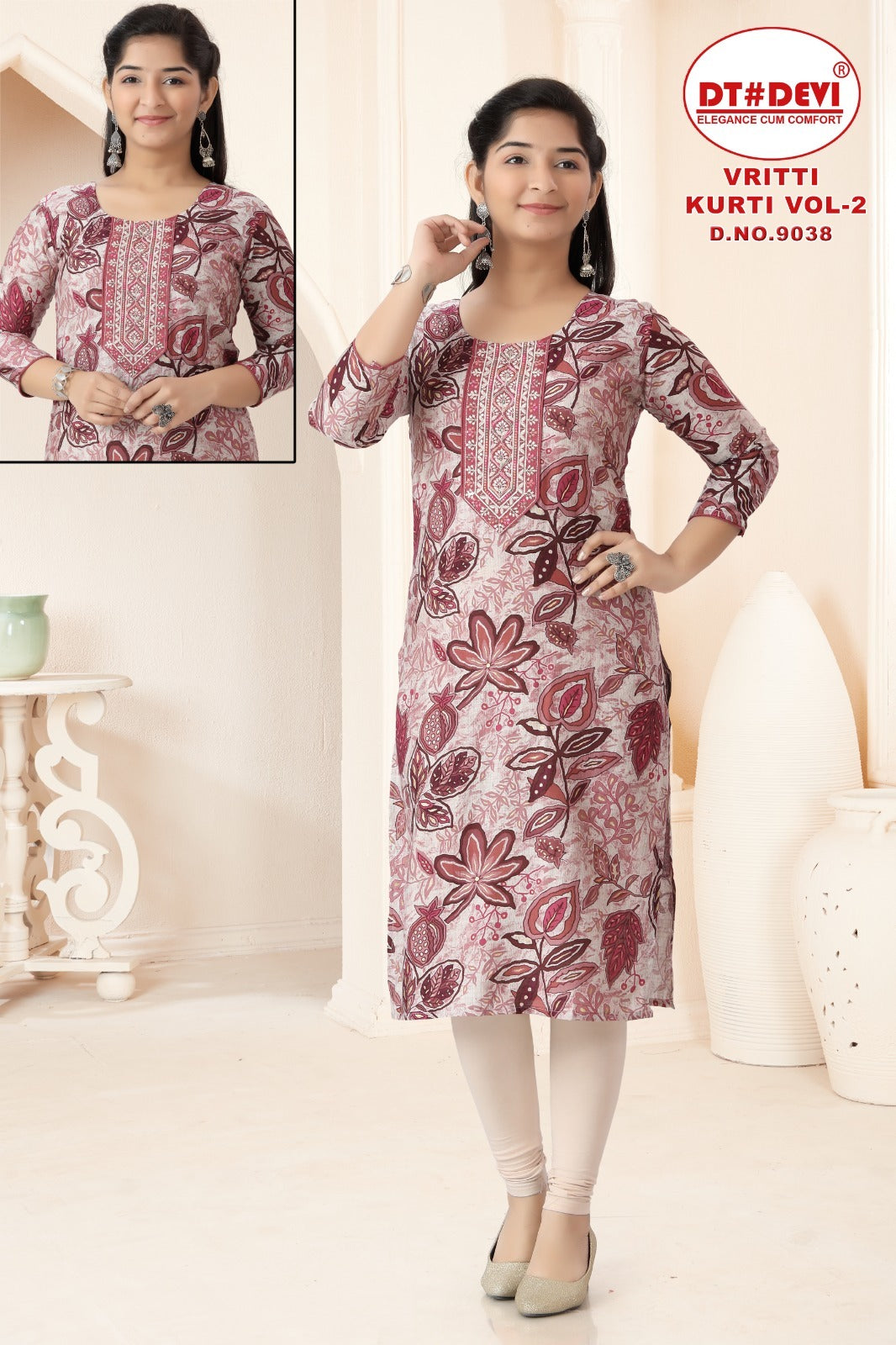 Vritti Vol 2 Dn 9038 Dt Devi Vetican Girls Kurti Manufacturer India