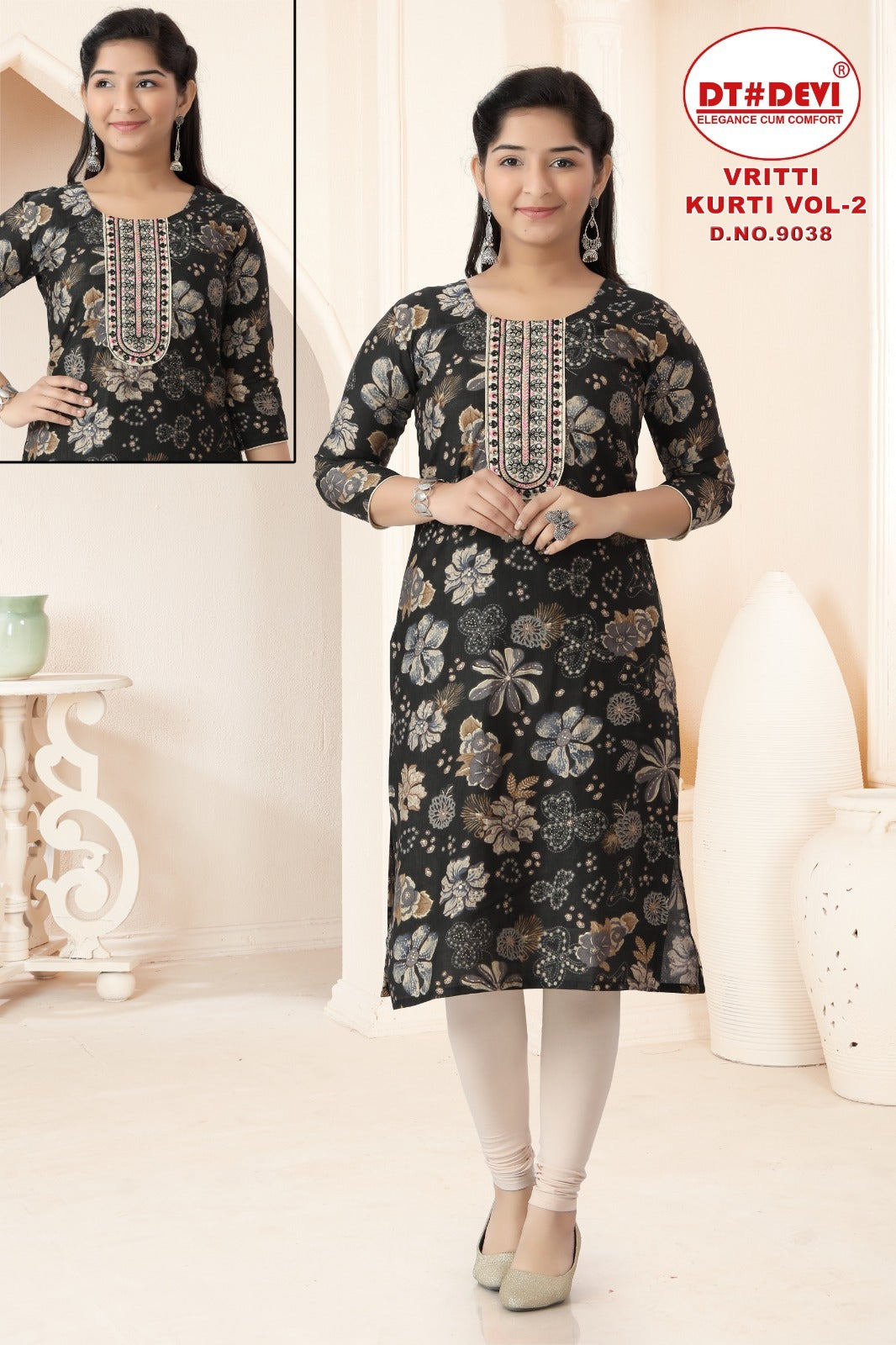 Vritti Vol 2 Dn 9038 Dt Devi Vetican Girls Kurti Manufacturer India