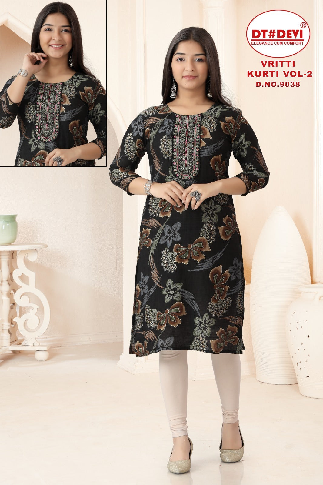 Vritti Vol 2 Dn 9038 Dt Devi Vetican Girls Kurti Manufacturer India