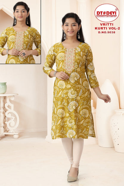 Vritti Vol 2 Dn 9038 Dt Devi Vetican Girls Kurti Manufacturer India