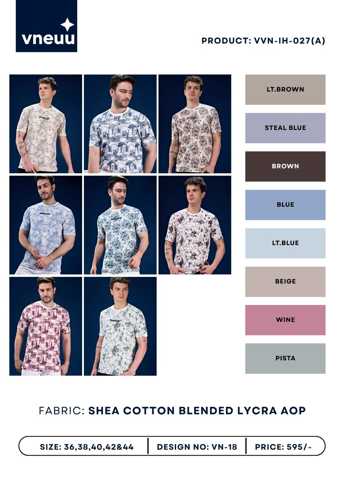Vvn Ih-027(A) Lycra Vneuu Aop Mens Tshirts Manufacturer India