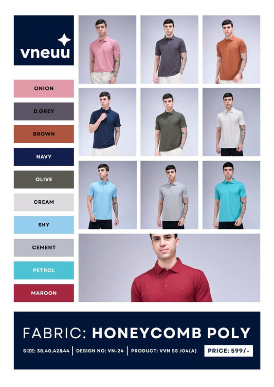 Vvn Ss J 04 A Polo Vneuu Honey Comb Mens Tshirts Supplier India
