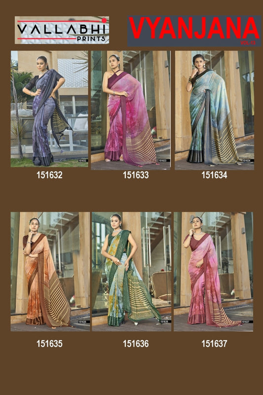 Vyanjana Vol 13 Vallabhi Prints Georgette Sarees Supplier India