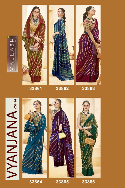Vyanjana Vol 14 Vallabhi Prints Shimmer Sarees Exporter Gujarat