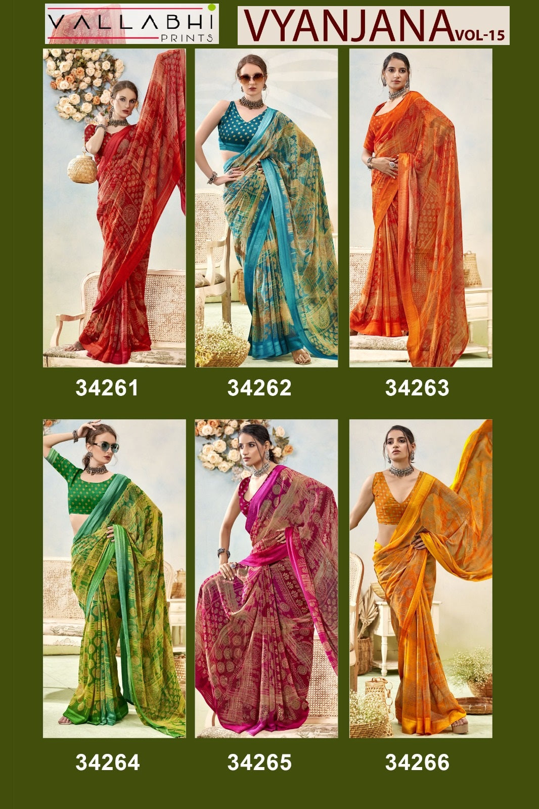Vyanjana Vol 15 Vallabhi Prints Shimmer Sarees Wholesaler