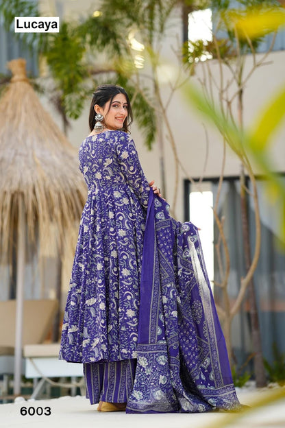 Vyoma Vol 6 Lucaya Maslin Readymade Anarkali Suits Wholesaler