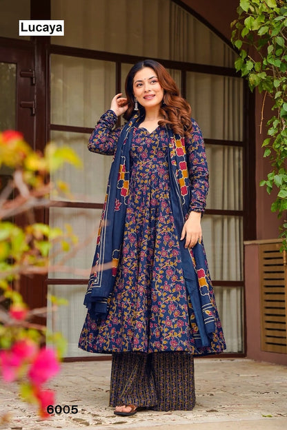 Vyoma Vol 6 Lucaya Maslin Readymade Anarkali Suits Wholesaler