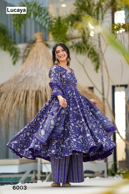 Vyoma Vol 6 Lucaya Maslin Readymade Anarkali Suits Wholesaler