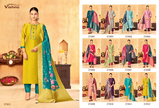 Vyomica Vishnu Impex Gadwal Silk Pant Style Suits Wholesaler India