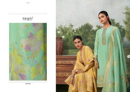 Vyomini Karachi Prints Linen Pant Style Suits Wholesale