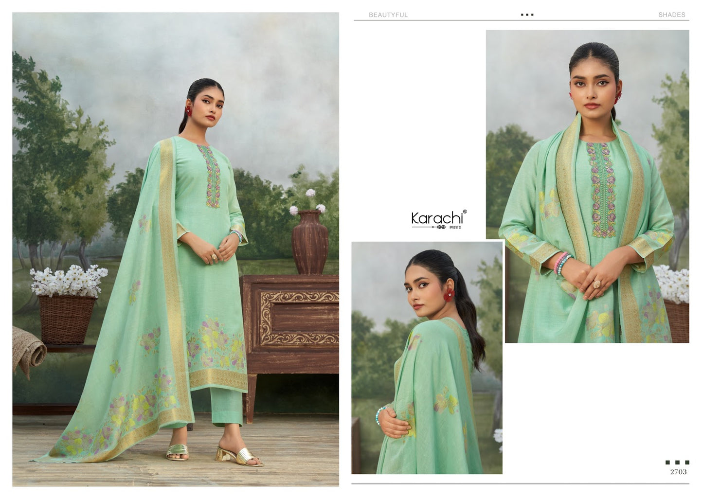Vyomini Karachi Prints Linen Pant Style Suits Wholesale