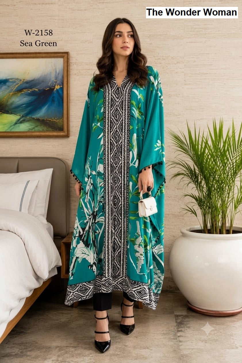 W-2158 The Wonder Woman Satin Kaftan Pant Set Wholesaler India