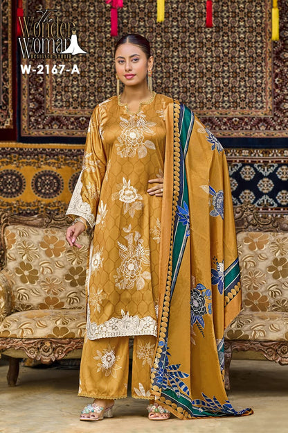 W-2167 A The Wonder Woman Japan Satin Pakistani Readymade Suits Wholesale