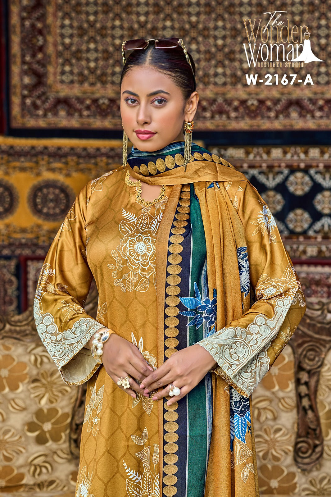 W-2167 A The Wonder Woman Japan Satin Pakistani Readymade Suits Wholesale