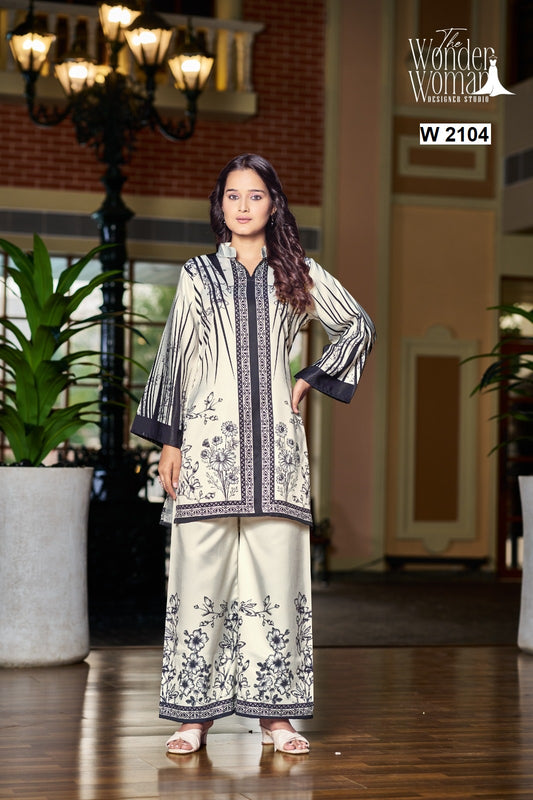 W 2104 Pakistani The Wonder Woman Cotton Satin Co Ord Set Supplier