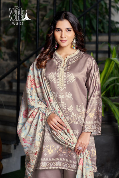W 2134 The Wonder Woman Satin Readymade Plazzo Style Suits Supplier Ahmedabad
