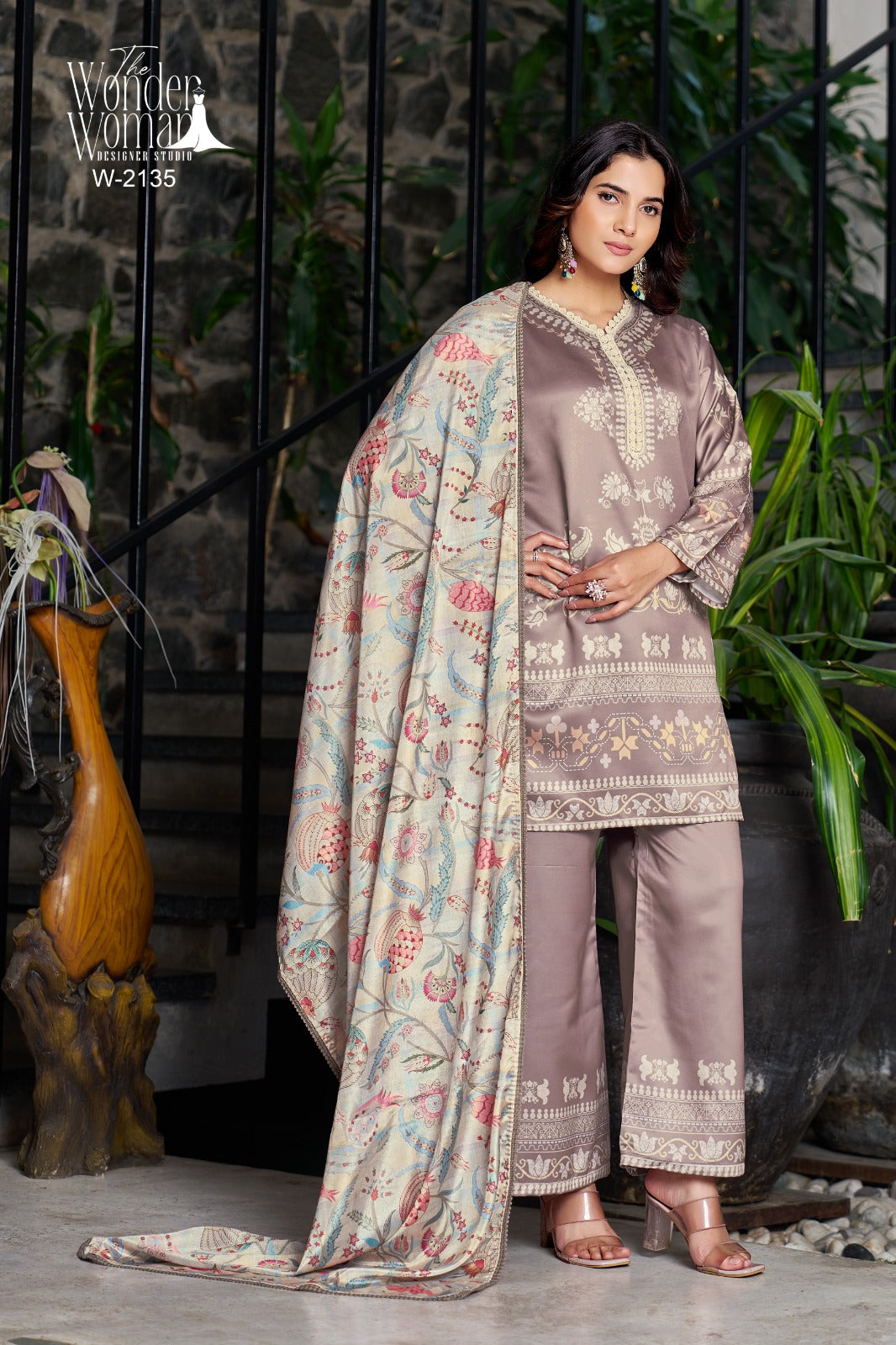 W 2134 The Wonder Woman Satin Readymade Plazzo Style Suits Supplier Ahmedabad