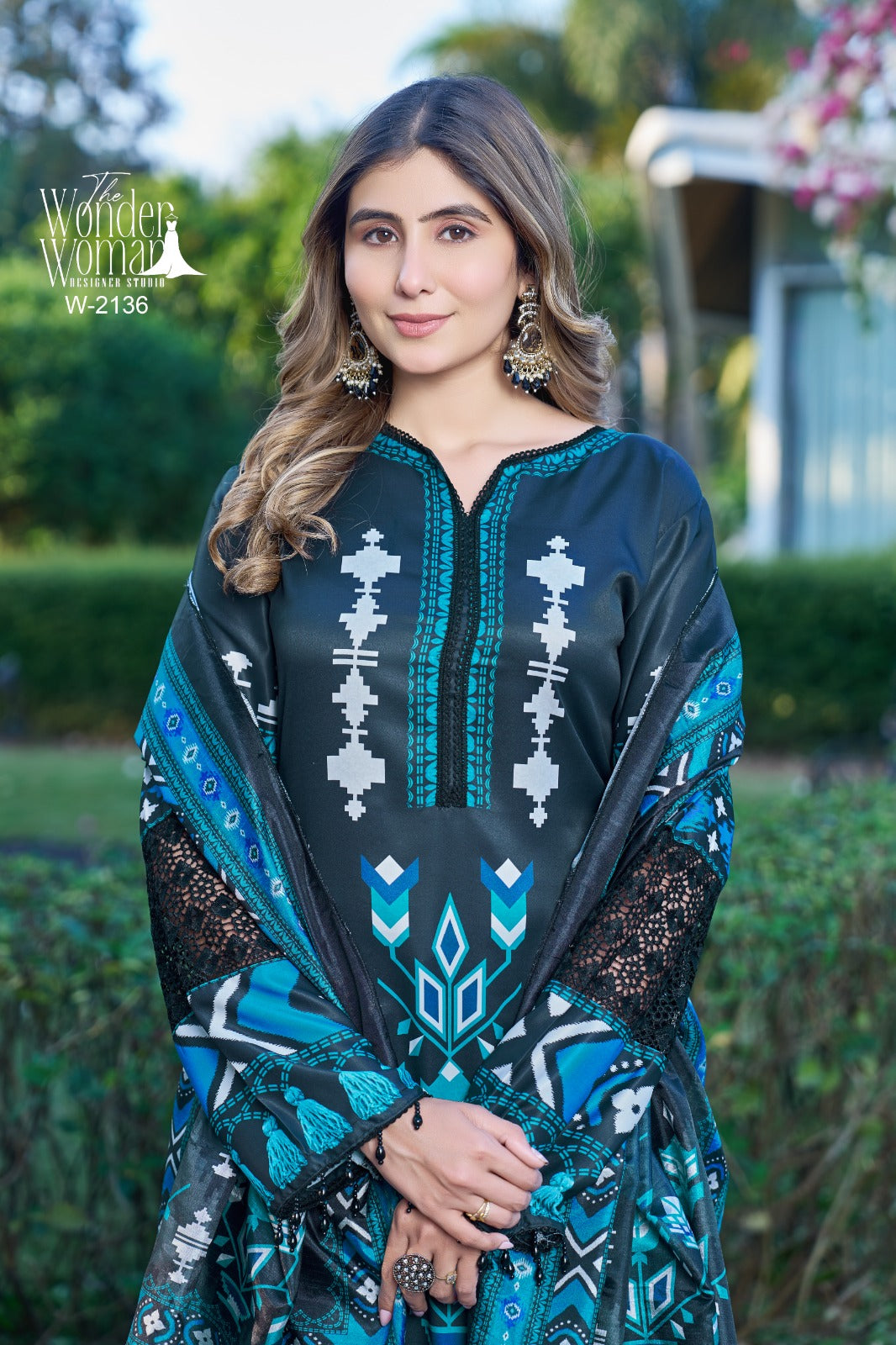 W 2136-2137 The Wonder Woman Cotton Satin Pakistani Readymade Suits Supplier India