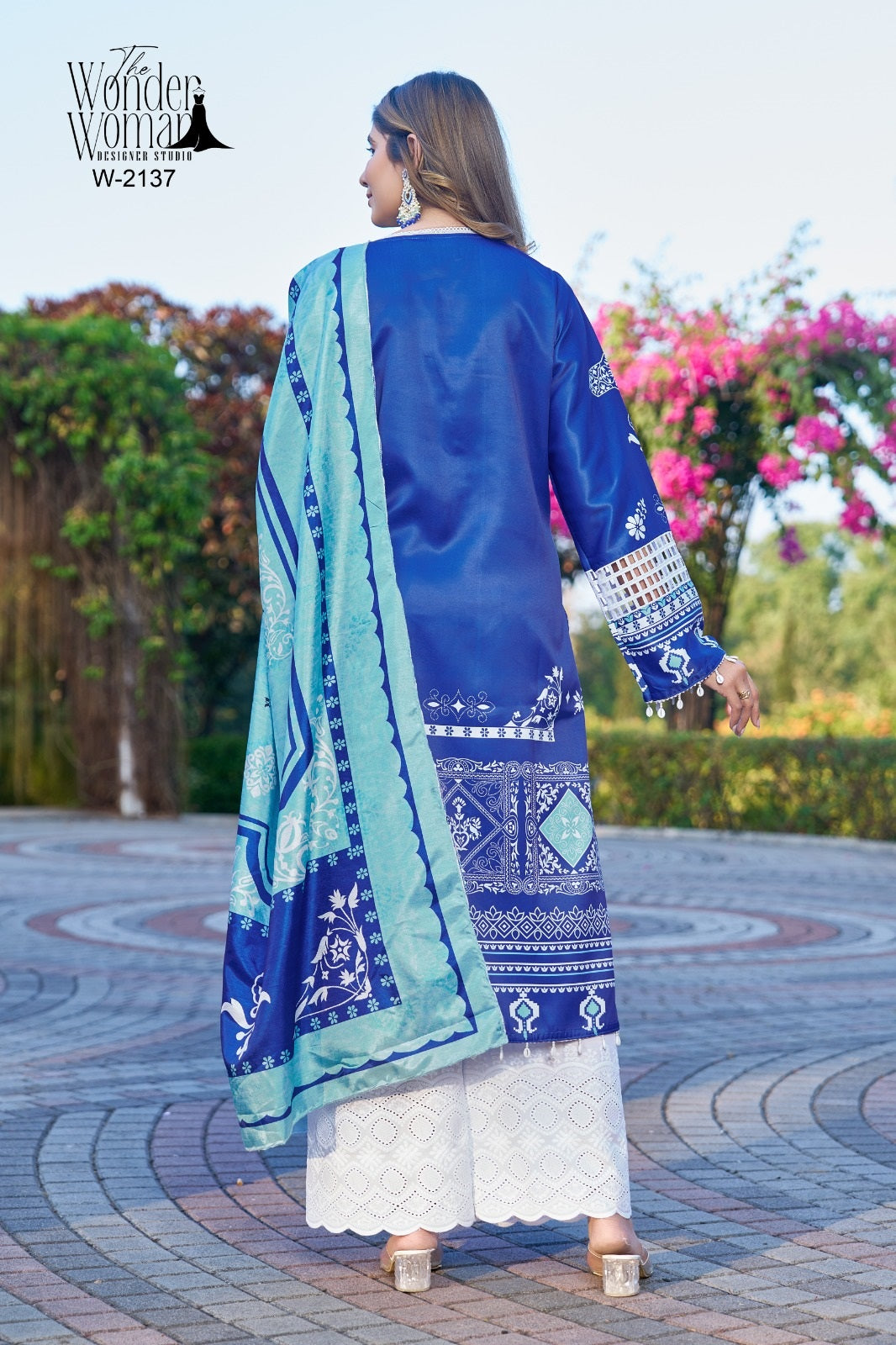W 2136-2137 The Wonder Woman Cotton Satin Pakistani Readymade Suits Supplier India