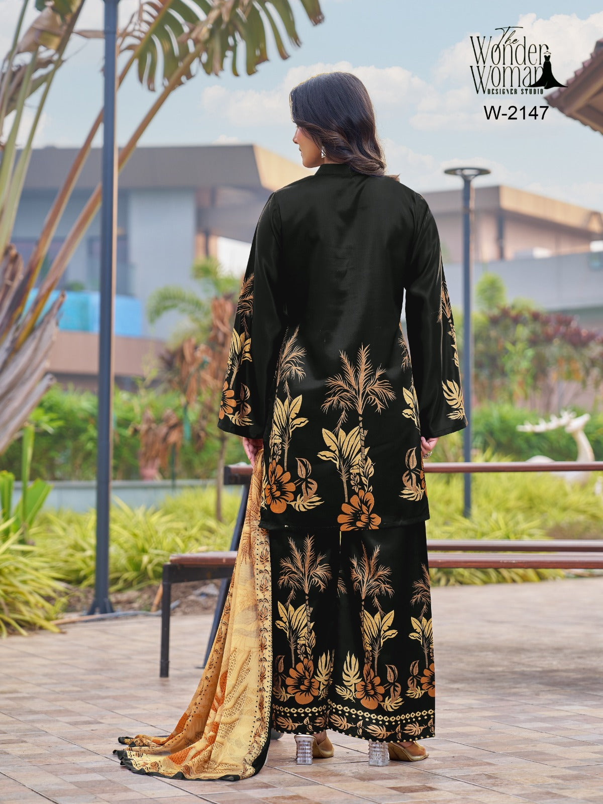 W 2147 The Wonder Woman Imported Satin Readymade Plazzo Style Suits Wholesaler Gujarat