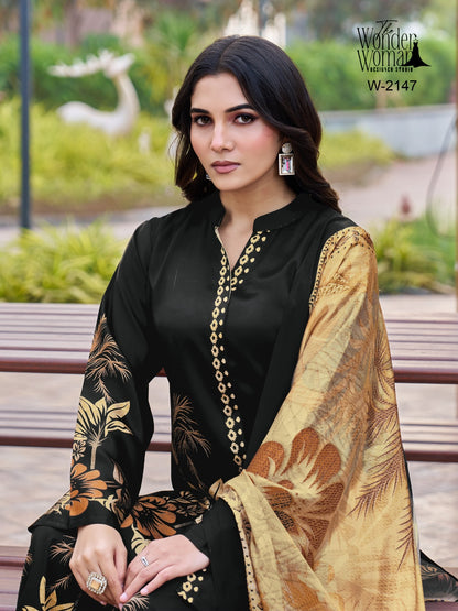 W 2147 The Wonder Woman Imported Satin Readymade Plazzo Style Suits Wholesaler Gujarat